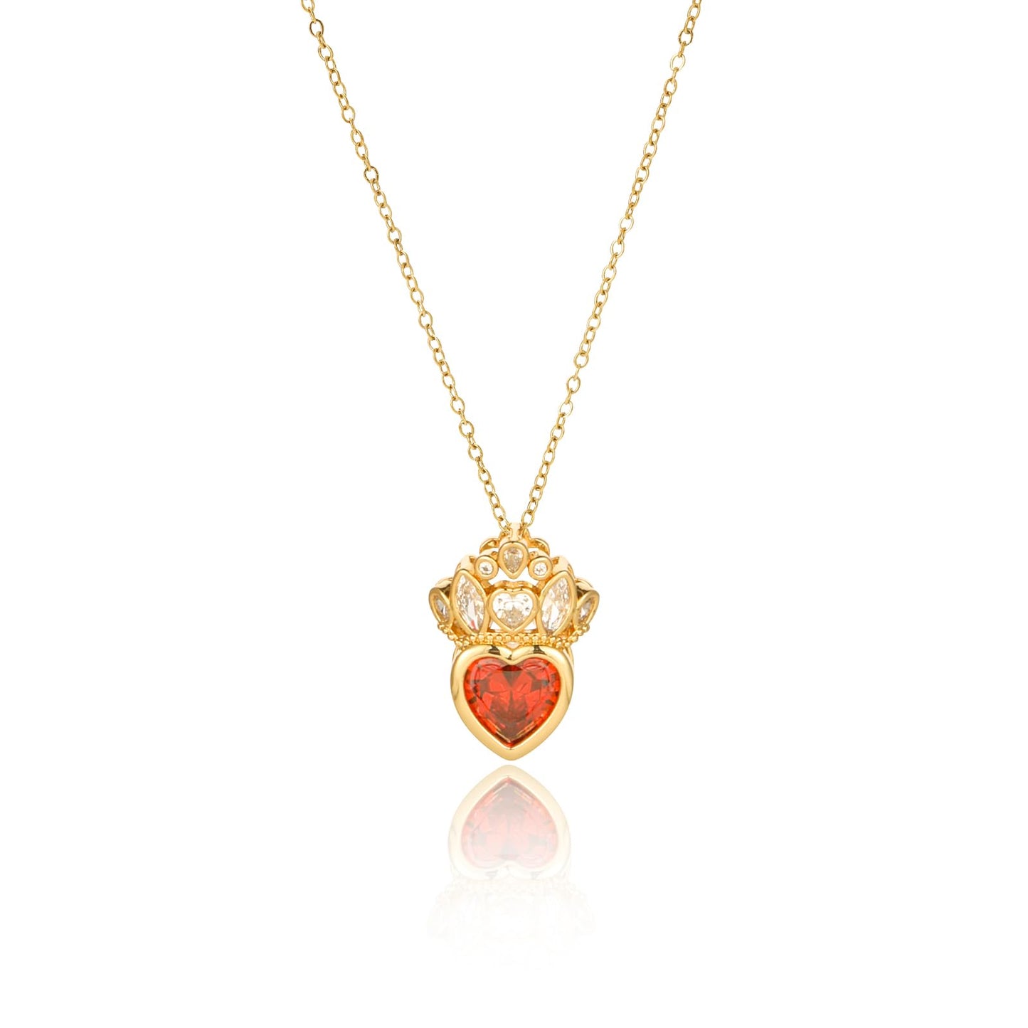 crataly Red Garnet Crown Heart Necklaces for Women-Gold Plated January Birthstone Princess Necklace For Valentine's Day Mother's Day Christmas Birthday Gifts