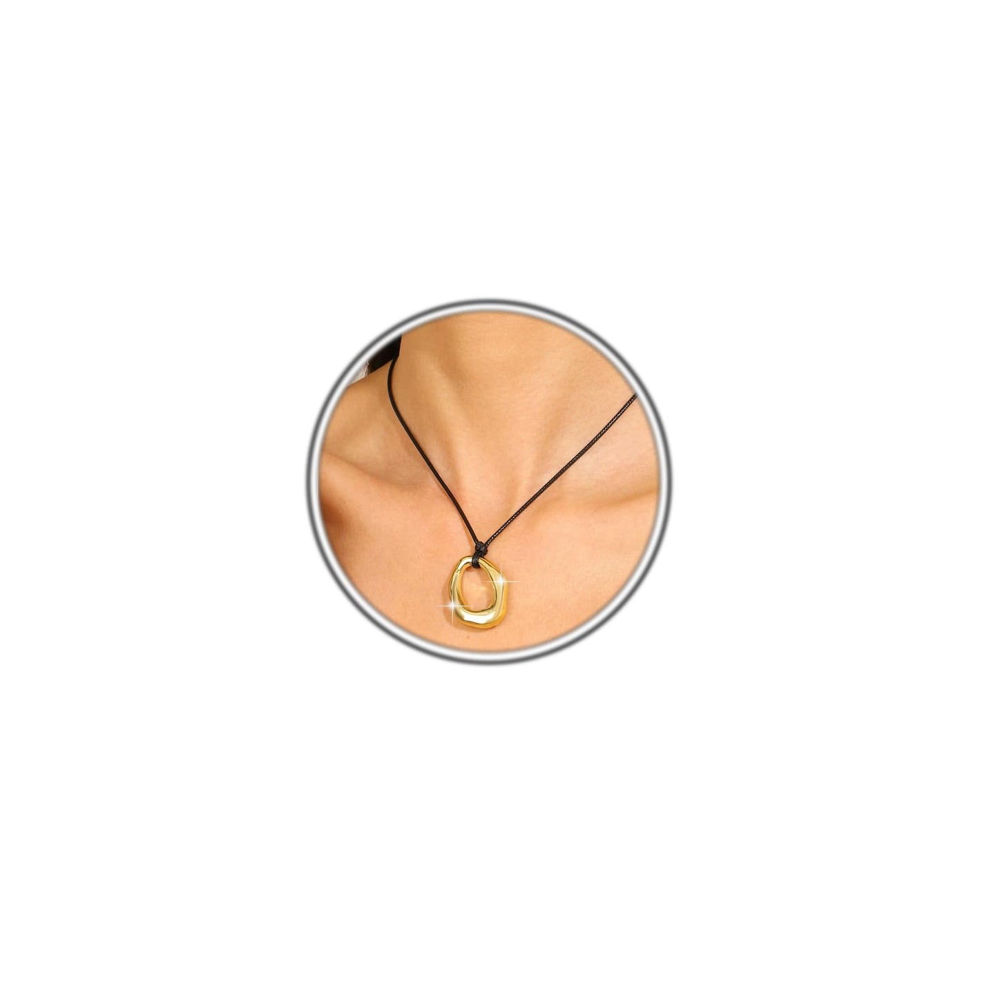 Hcrohihit Chunky Hollow Pendant Necklace for Women,Trendy Charm Big Circle Necklace Boho Punk Cowgirl Outfits Western Accessories (A-GD)
