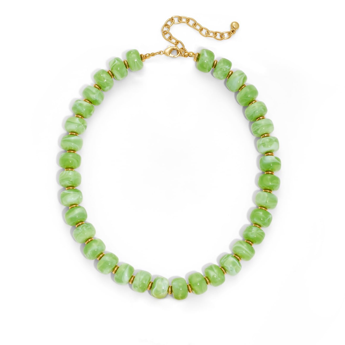 HolidayQbee Beaded Necklace for Women Boho Bead Chunky Necklace Big Bead Necklace Fashion Trendy Summer Olive Green Resin Beaded Necklaces Jewelry Gifts