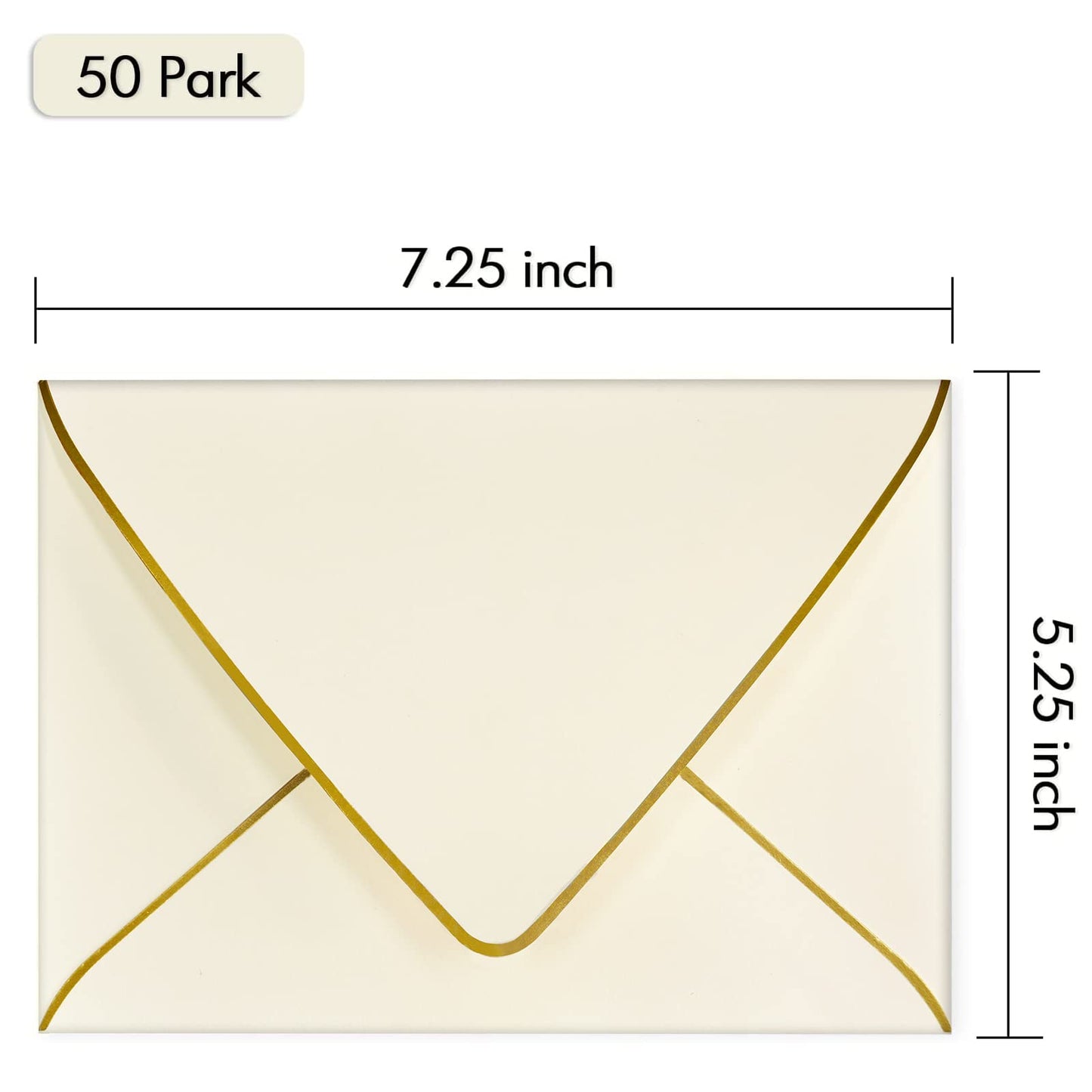 A7 Ivoy Envelopes 5 x 7 With Gold Border,- 50 Pack,For 5x7 Cards| Quick Self Seal| Perfect for Weddings, Invitations, Photos, Graduation, Baby Shower| Thick Luxury paper|5.25 x 7.25 Inches (Ivory)