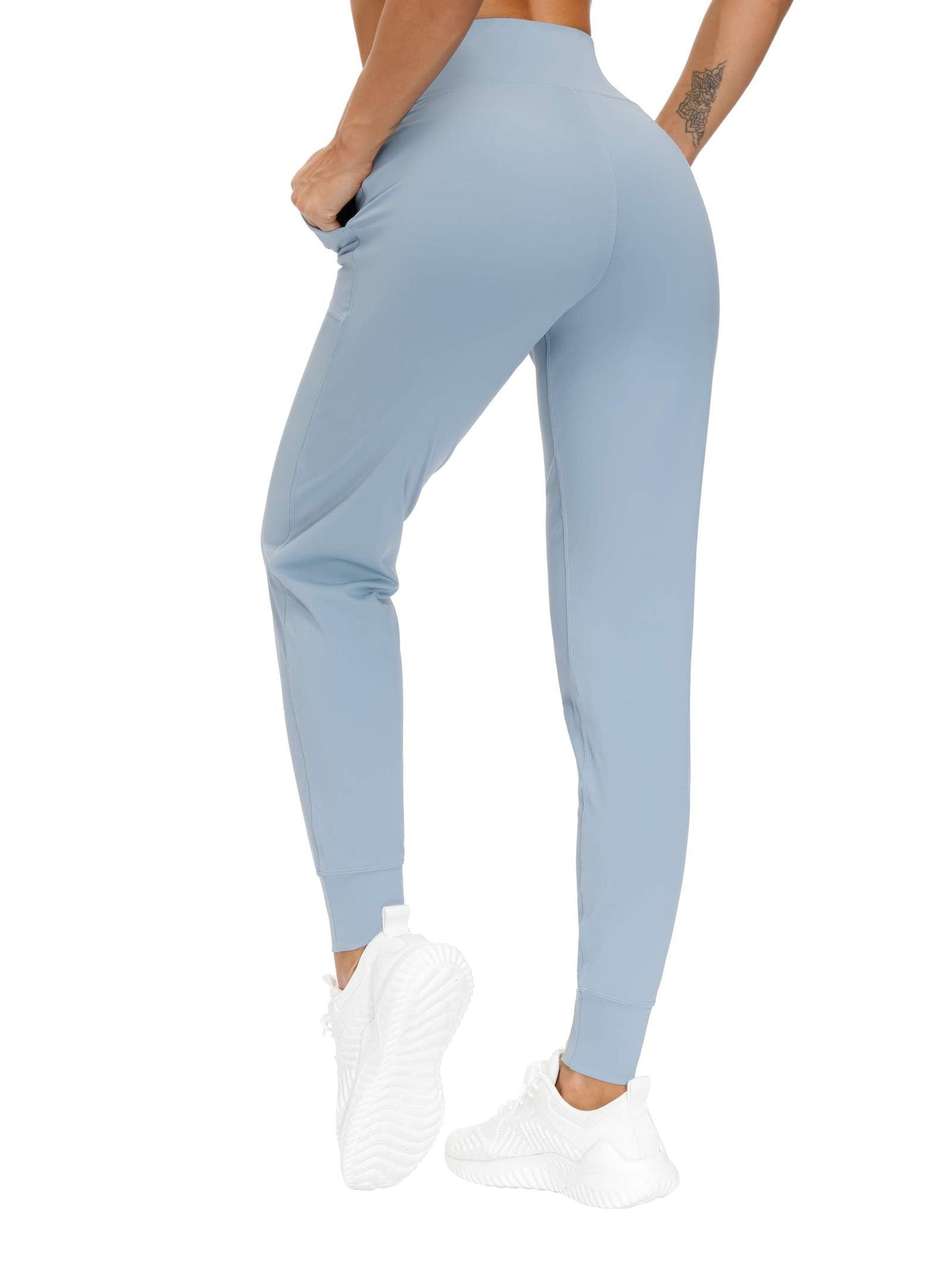THE GYM PEOPLE Women's Joggers Pants Lightweight Athletic Leggings Tapered Lounge Pants for Workout, Yoga, Running (Large, Denim Blue)