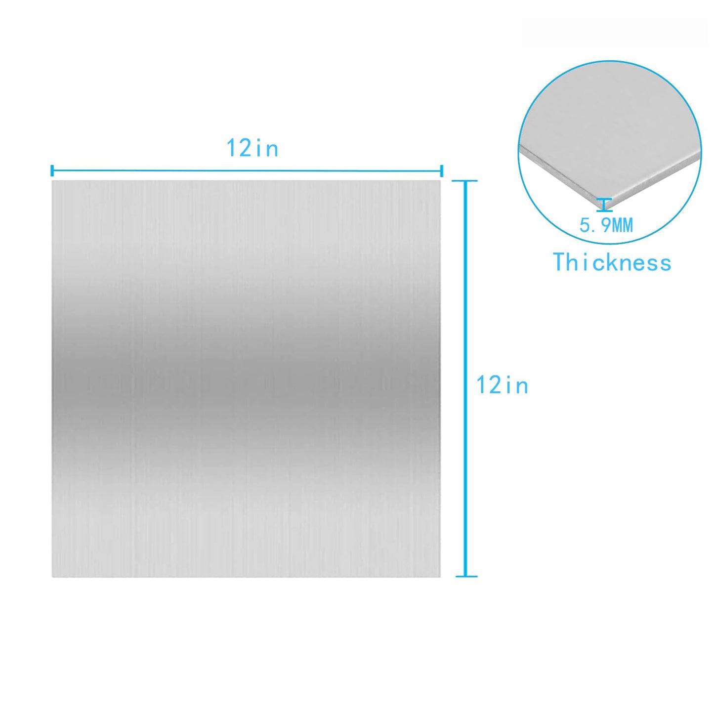 Daremove 430 Stainless Steel Metal Plates, 12 x 12 Inch, Suitable for Installation Plate Walls, Suitable for Metal Plates in processes, Kitchens, and Offices (1PACK, 5.9mm Thick-12inch x 12inch)