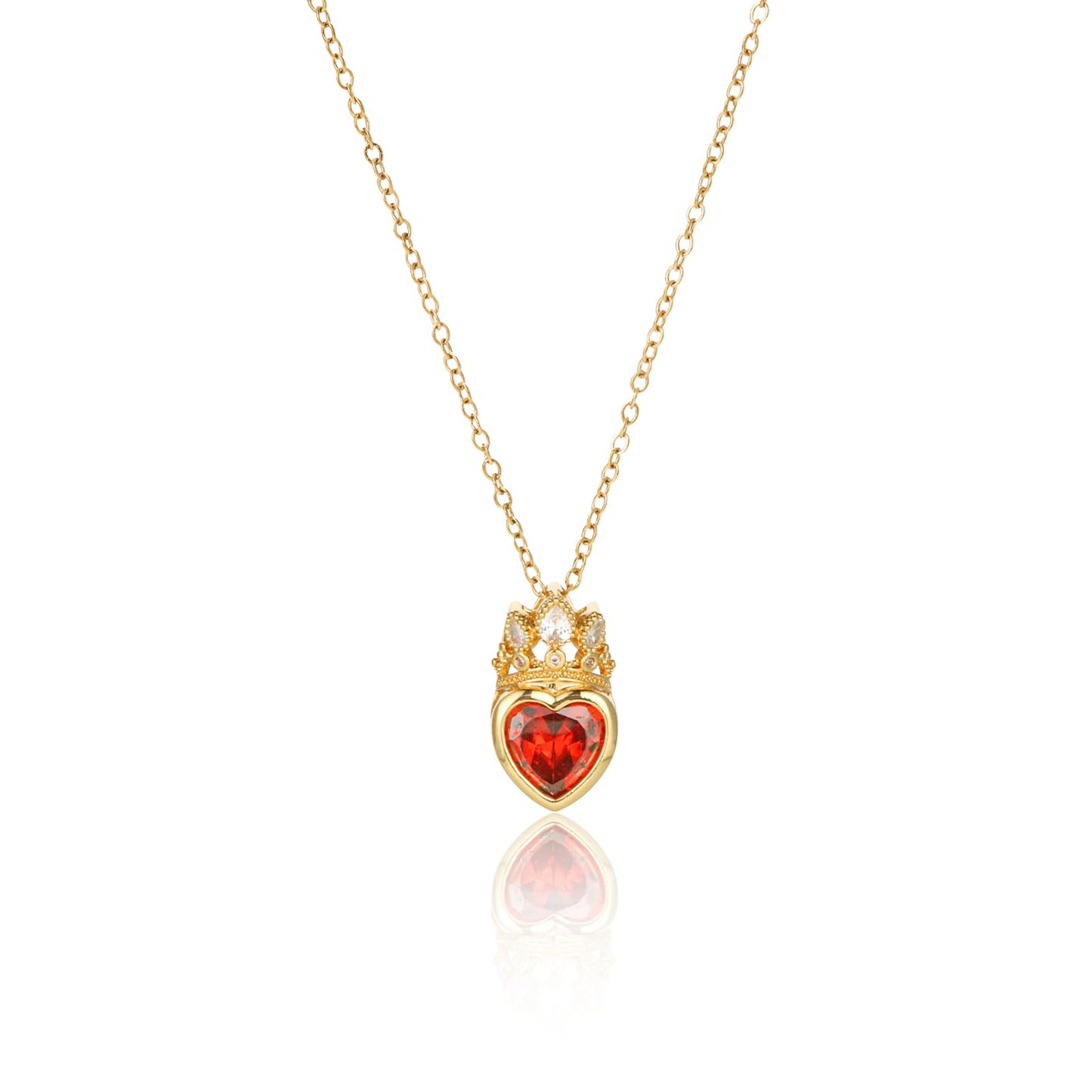 crataly Garnet Crown Heart Necklaces for Women-Gold Plated Red January Birthstone Princess Necklace For Valentine's Day Mother's Day Christmas Birthday Gifts