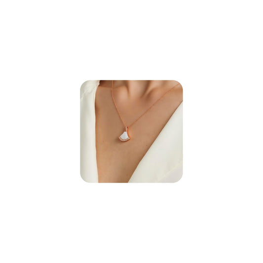 Tessalyn Fan Pendant Necklace for Women, 18k Real Gold Necklaces, Scallop with Delicate Cubic Zirconia Setting, 16-19 inches, Adjustable, Fashion Summer Jewelry Gift
