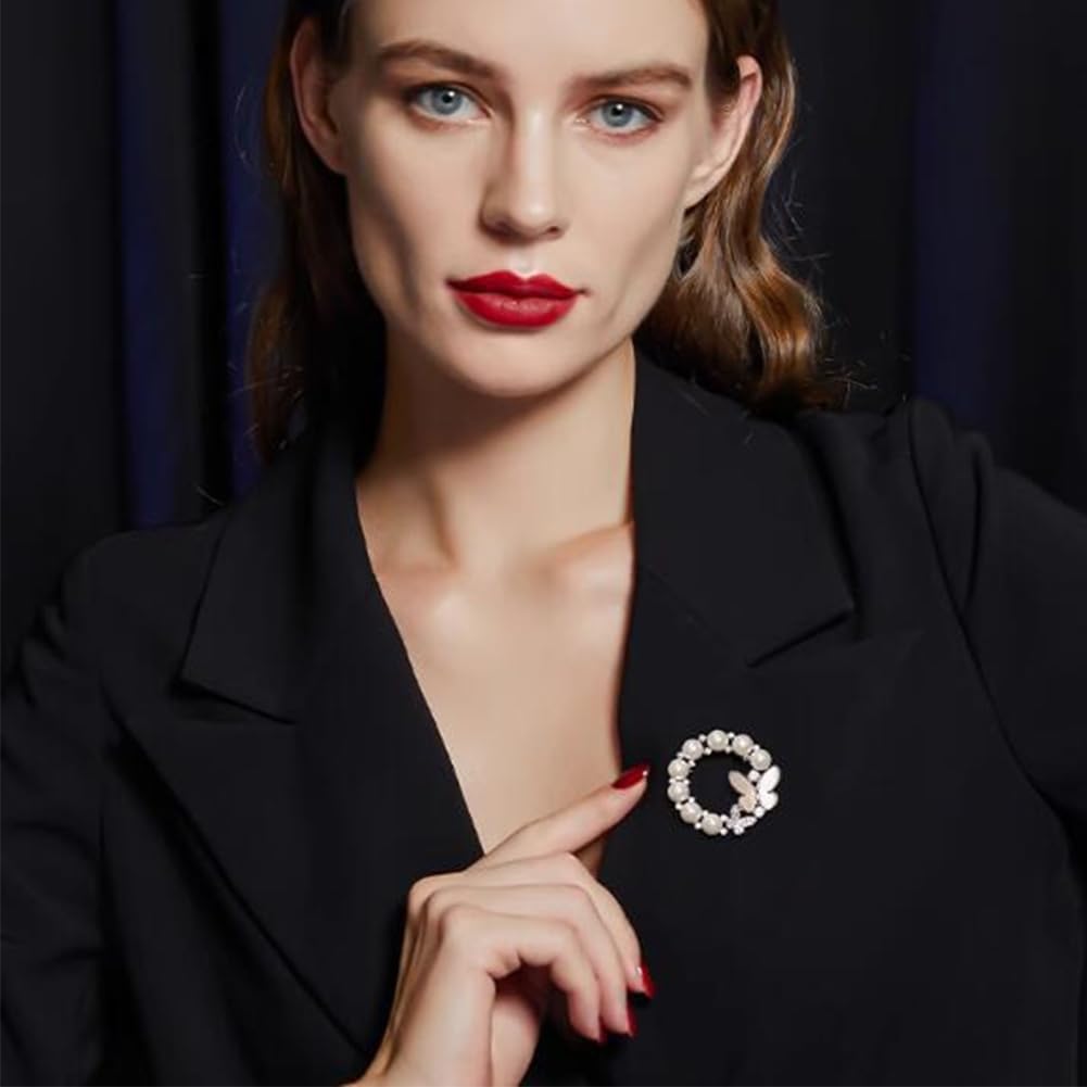 JKQBUX Chic Pearl Crystal Brooch Pins for Women Girls Fashion Shawl Pin Corsage Brooch Party Ceremony Accessories Dance Banquet Pins