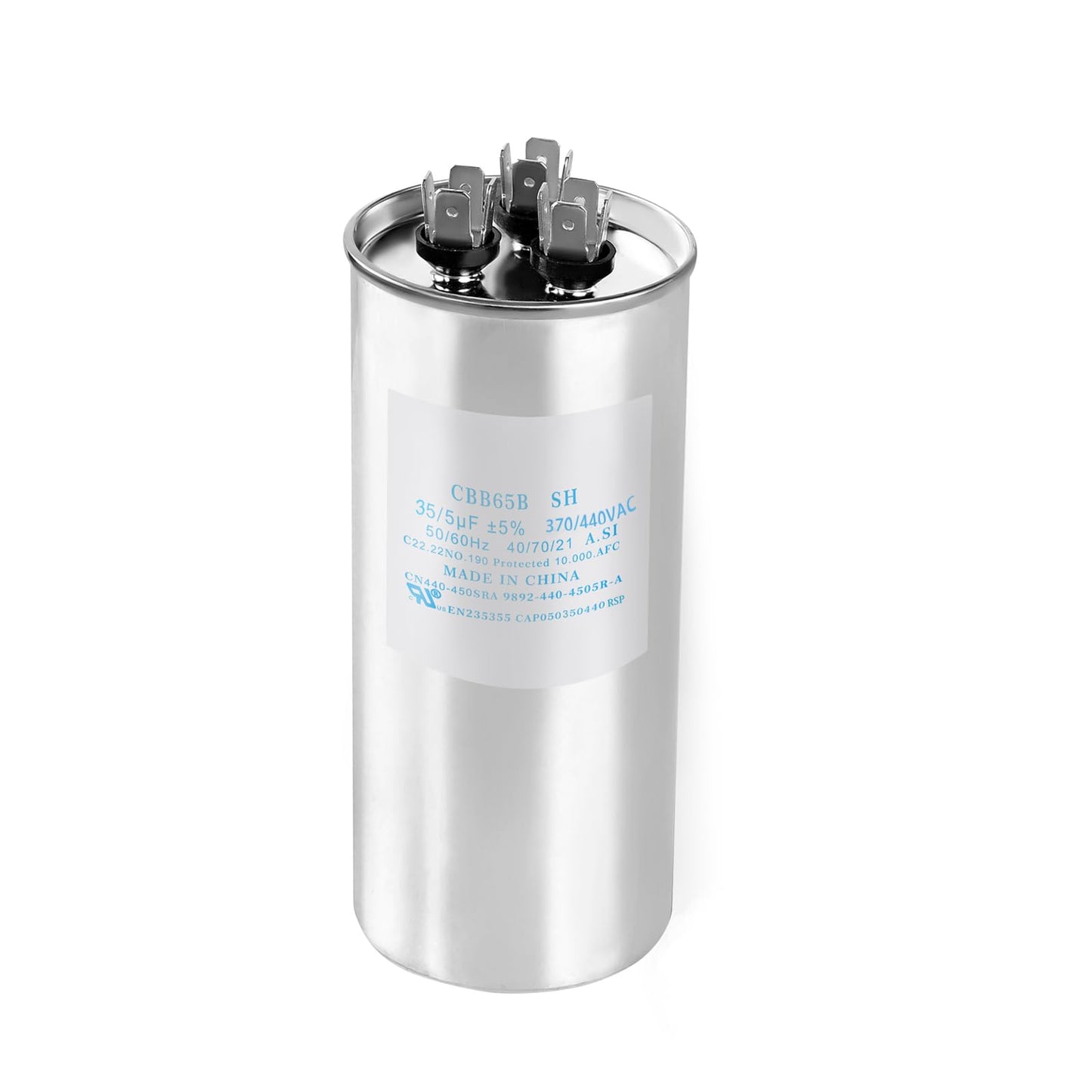 WSRXG CAP050350440rsp CAP050350440CS 35+5 µF/MFD 370/440V AC Round Dual Run Capacitor – Universal Replacement for HVAC A/C Compressor and Fan Motor
