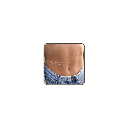 Gold Body Chain for Women Belly Waist Chain Sexy Bikini Beach Jewelry for Women Waterproof Cute Hips Stomach Bead Coin Turquoise Charm chain Belt Summer Accessories Gift For Her Bohemian Boho Jewelry