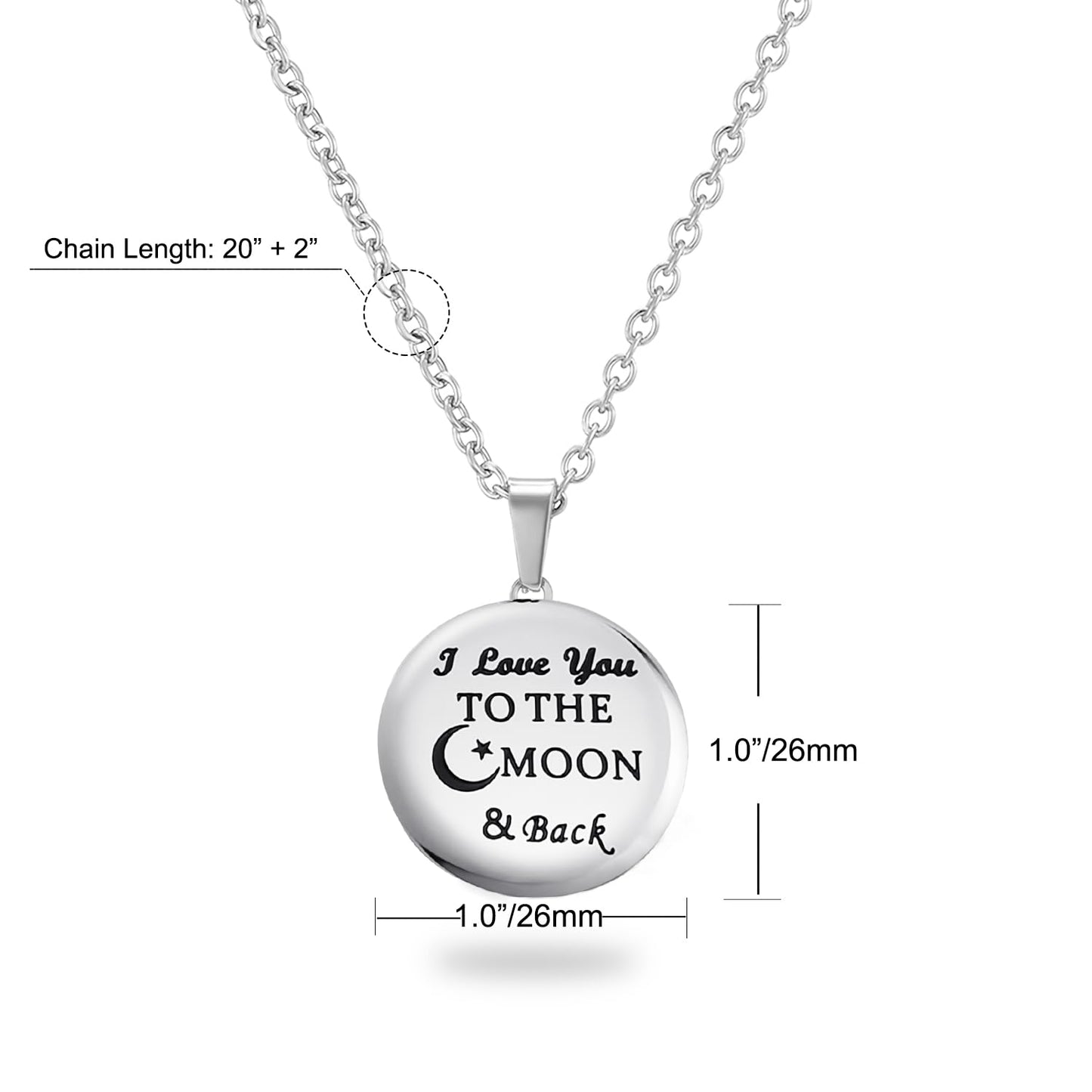 PHOCKSIN Locket Necklace for Women that Holds Pictures| Round Photo Locket for Girlfriend I Love you to the Moon and Back Nice Gifts for Mom