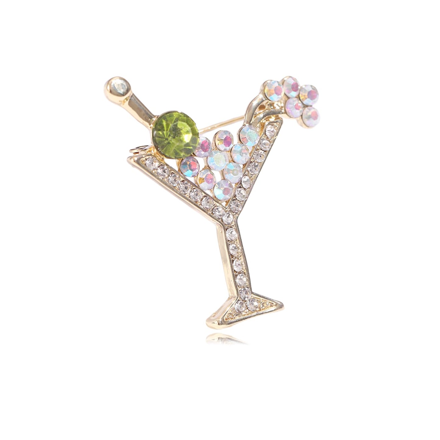 DEYOUM Cocktail Wine Glass Brooch Pin for Women Trendy Cute Cocktail Wines Glass Wine Bottle Brooch Pin Party Hat Bag Suit Charm Jewelry Gift Accessories (green)
