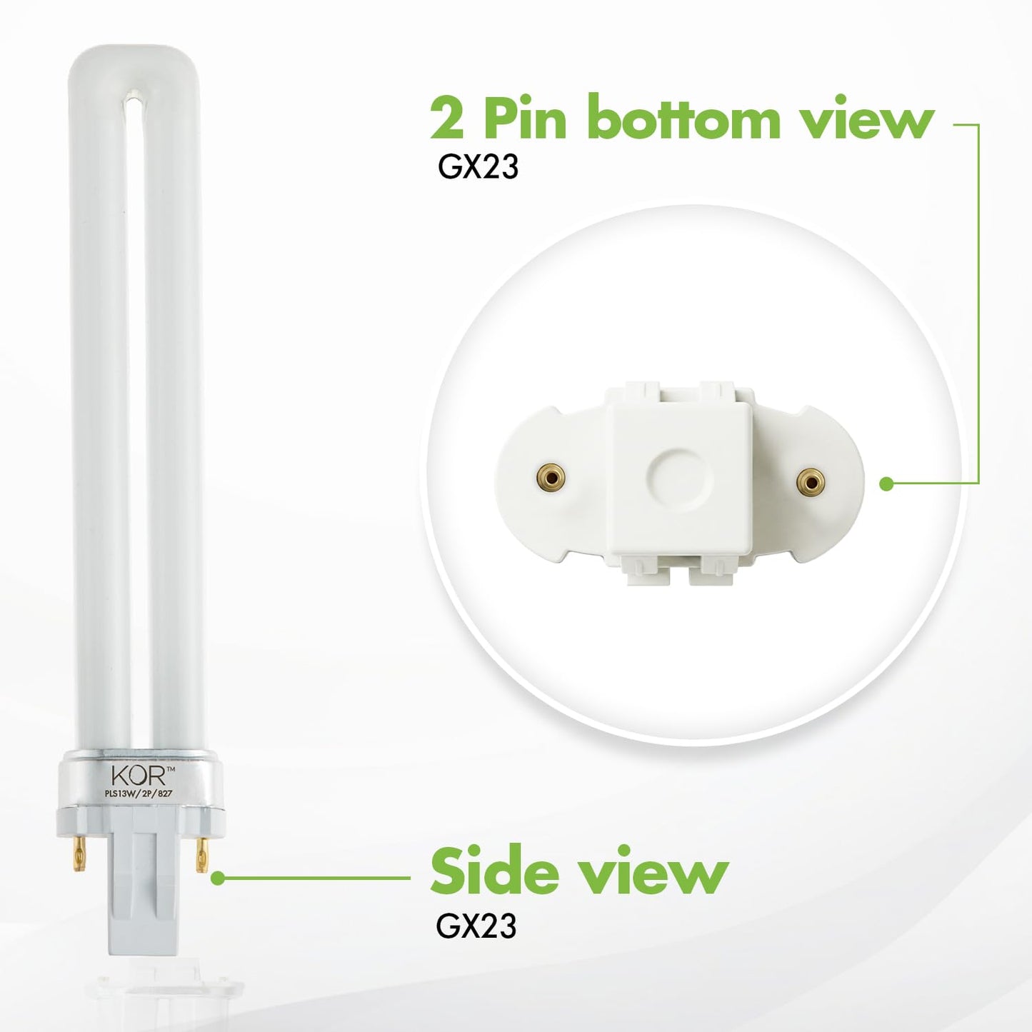 KOR (4 Pack) PL13S/27/ECO - Compact Fluorescent Plug-in - 13 Watt - 120 Volt - T4-2-Pin (GX23) - 2,700 Kelvin (Soft White)