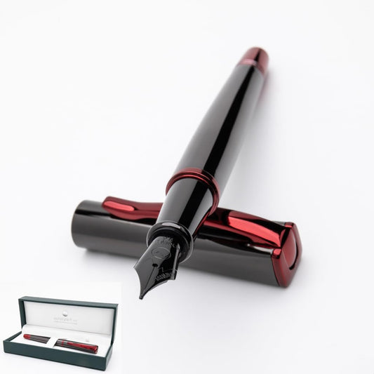 Monteverde USA Impressa Fountain Pen Gun Metal with Red Trim - Fine Point - JoWo German Nib
