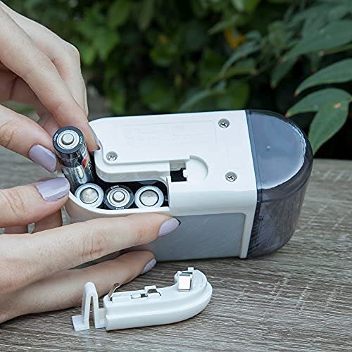OfficeGoods Mini-Pro Electric Pencil Sharpener - Cordless Portable Sharpener - Battery Operated - Compact & Powerful for Home, Office & School - White