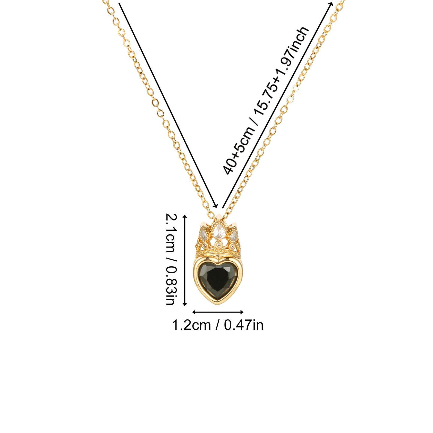 crataly Crown Heart Necklace for Women-Gold Plated Black Jewelry Princess Necklace For Valentine's Day Christmas Mother's Day Birthday Gifts