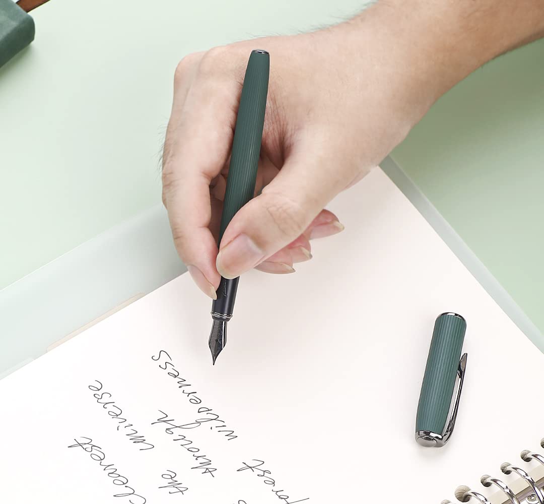 xixixiaozhu Picasso 916 Natural Series Metal Fountain Pen with Gift Box (EF Nib 0.35mm, Larch Green)
