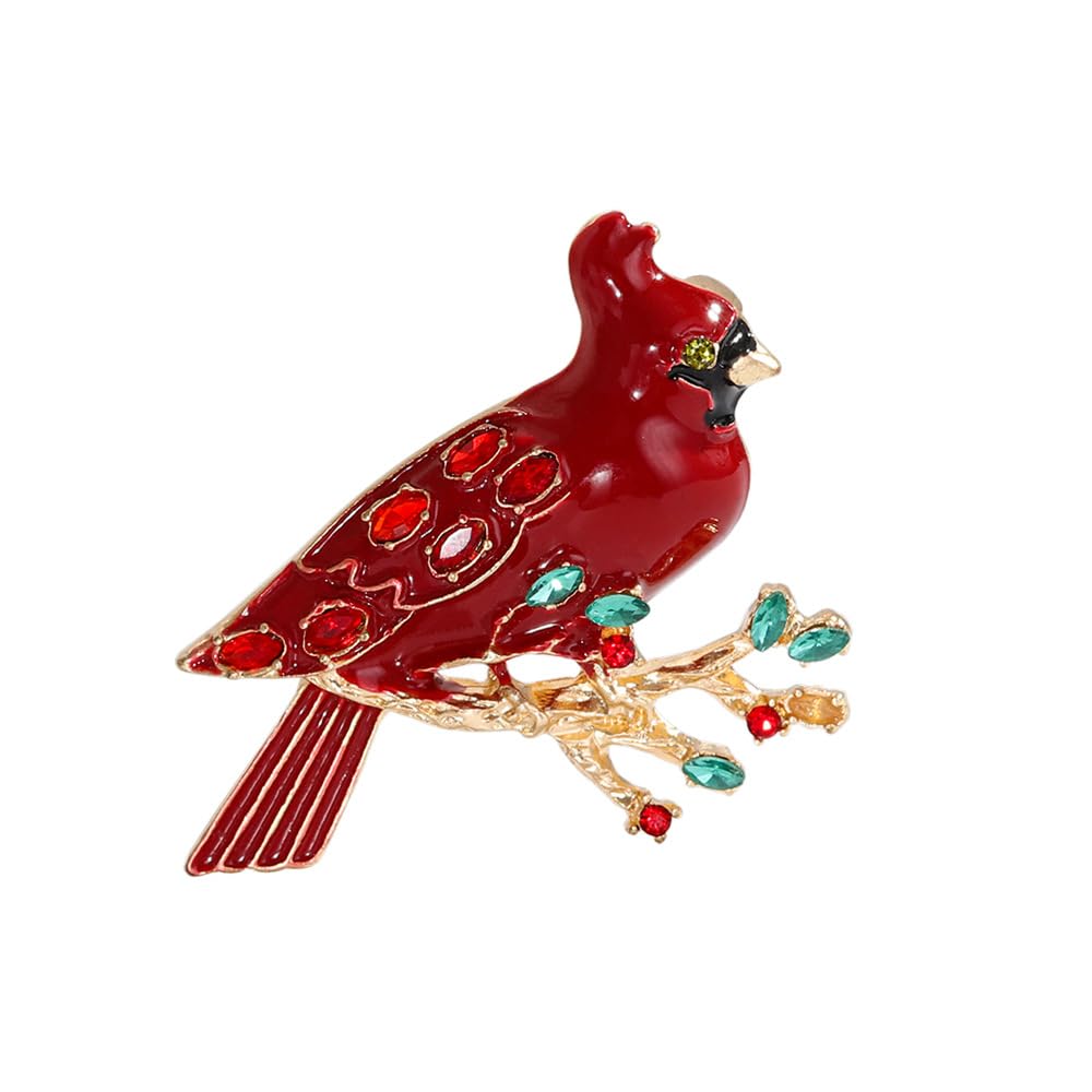 Cardinal Brooch for Women Red Enamel Cardinal Pin Animal Jewelry Birthday Holiday Gift for Girlfriend Wife Mother