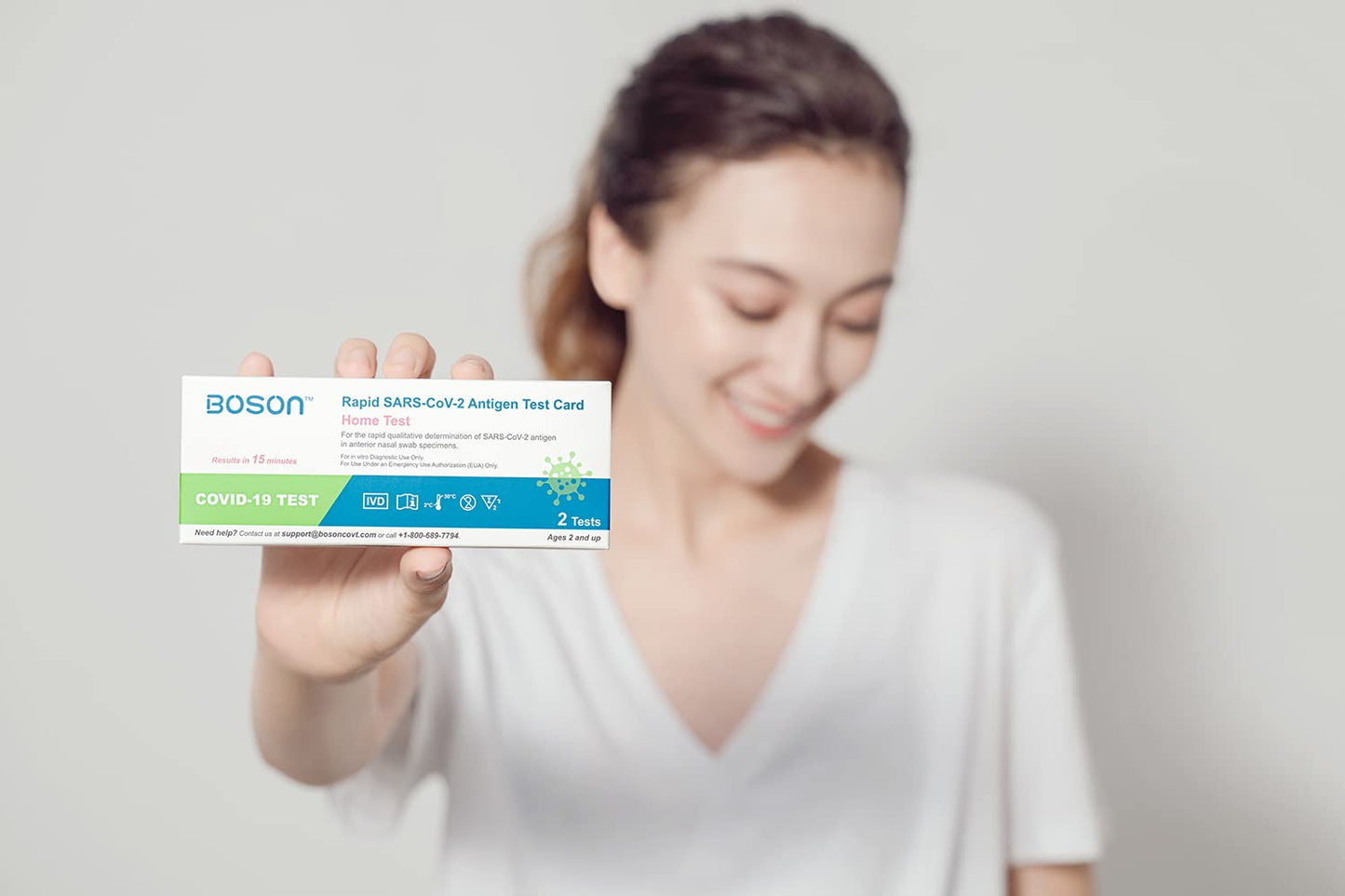 BOSON Rapid SARS-CoV-2 Antigen Test Card, FDA EUA Authorized OTC at-Home Self test, Results in 15 Minutes, Convenient and Comfortable to use 8 Tests