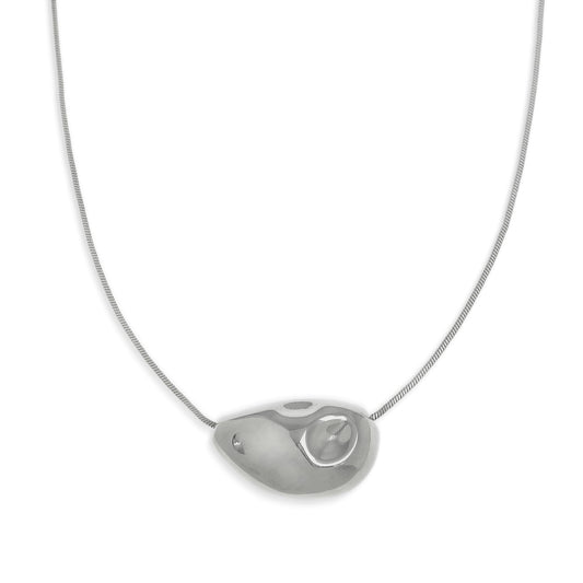 Frigotine Chunky Silvery Teardrop Pendant Necklace for Women, Trendy Statement Thick Adjustable Hammered Hollow Long Chain Necklaces Fall Winter Prom Jewelry Gift