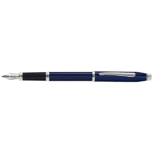 Cross Century II Translucent Blue Lacquer Medium Nib Fountain Pen - Professional Pen for Everyday Use - Smooth Writing - Comfortable Grip - Black Ink - Durable Construction