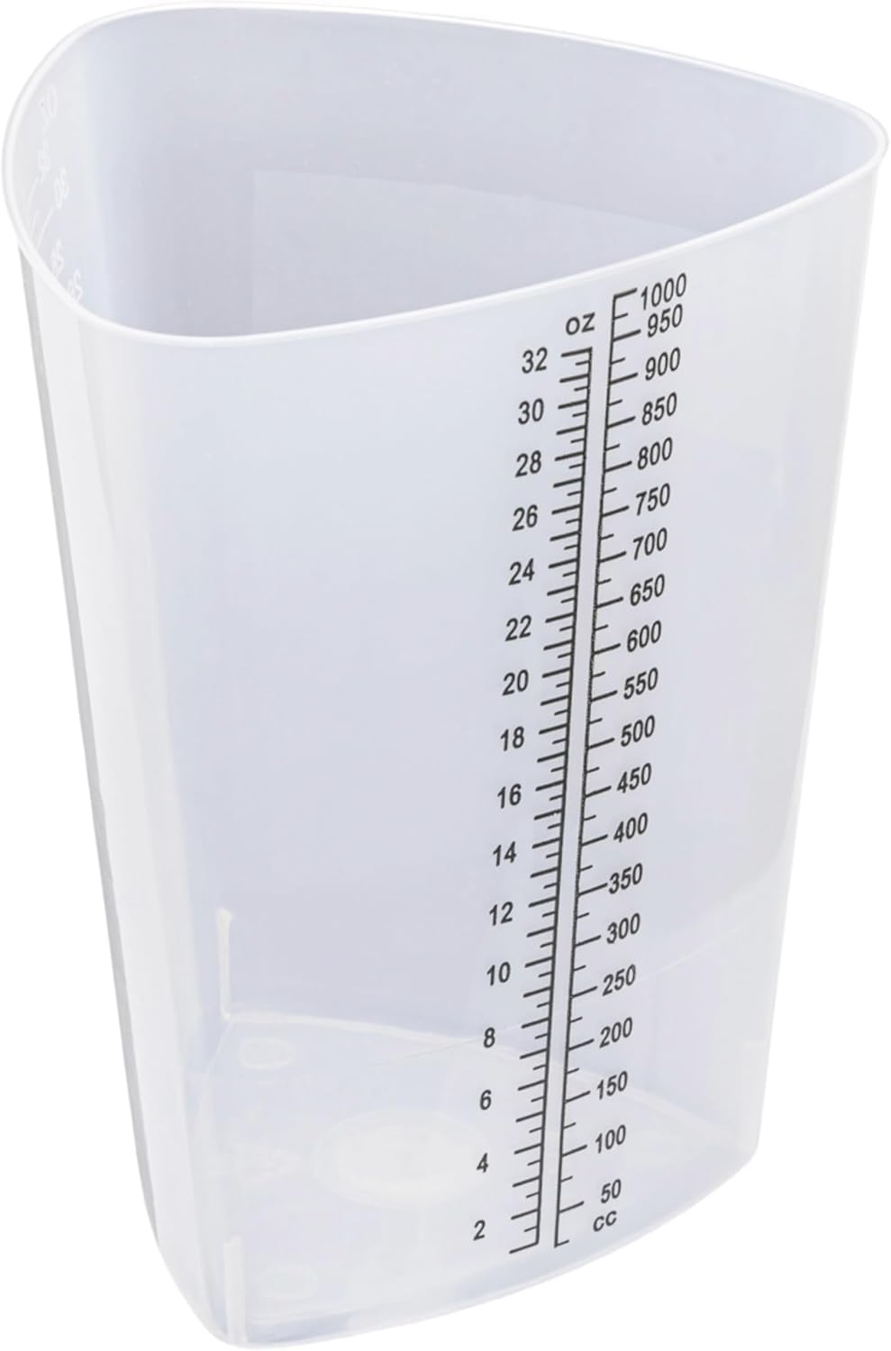 Vakly Graduated Intake Output Container 32 oz (10 Pack) – Plastic Triangular Measuring Beaker with oz & cc Markings for Urine Collection, Mixing, Paint, Epoxy & Lab Use