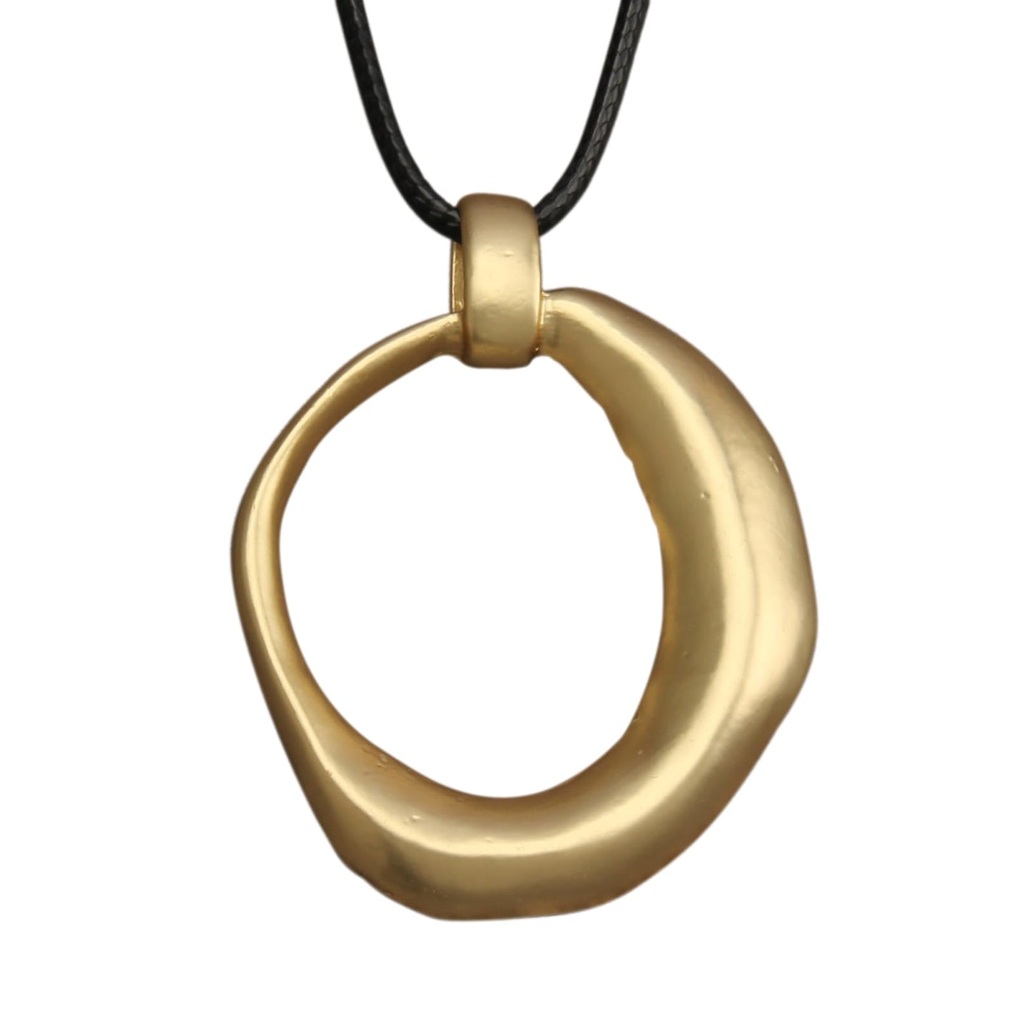 joymiao Big Pendant Necklace Long Leather Necklaces for Women Bohemian Jewelry Gold Circle Necklace Large Black Boho Necklace