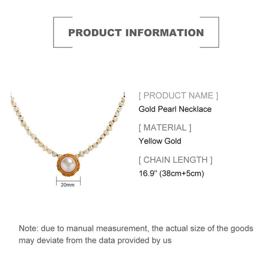 18K Gold Beaded Pearl Flower Choker Necklace for Women,Freshwater Cultured Pearl Pendant Necklaces,Fashion Jewelry Gift for Her (Style 4, 18K Gold)