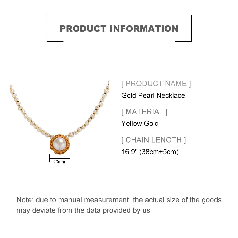 14K Gold Beaded Pearl Flower Choker Necklace for Women,Freshwater Cultured Pearl Pendant Necklaces,Fashion Jewelry Gift for Her (Style 4, 14K Gold)