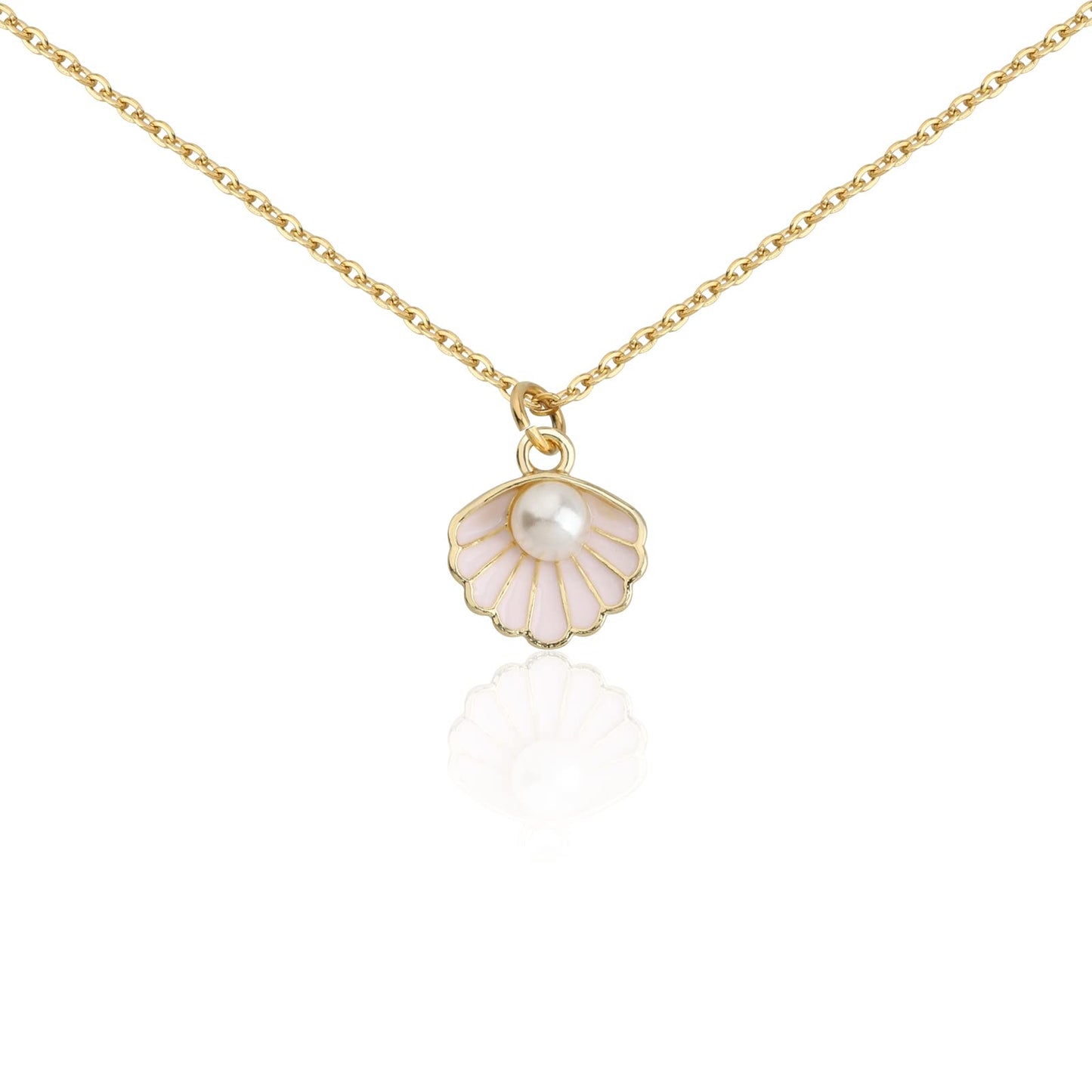 BNQL Seashell Pendant Necklace Beach Lover Gifts Scallop Necklace Enamel Blue Seashell Jewelry Gifts for Women