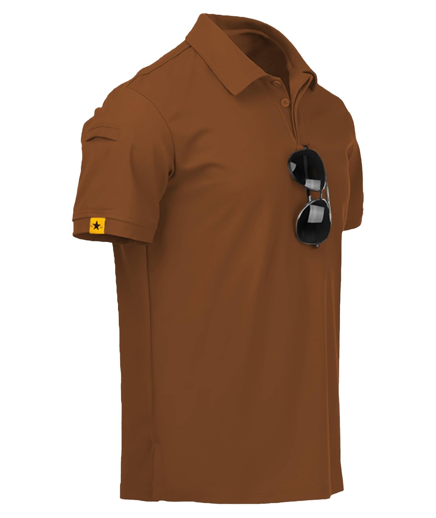 ZITY Mens Polo Shirt Short Sleeve Sports Tactical T-Shirt Athletic Golf Polos Daily Casual Stylish Collared Shirts for Men Light Brown XX-Large