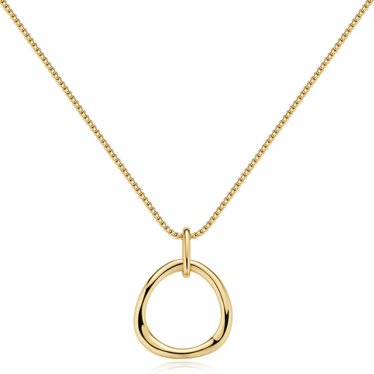 COBI Gold Circle Necklace for Women, 18K Gold Tone Finished Long Gold Necklace, Gold Statement Necklace Simple Everyday Jewelry, Fashion Trendy Birthday Gifts
