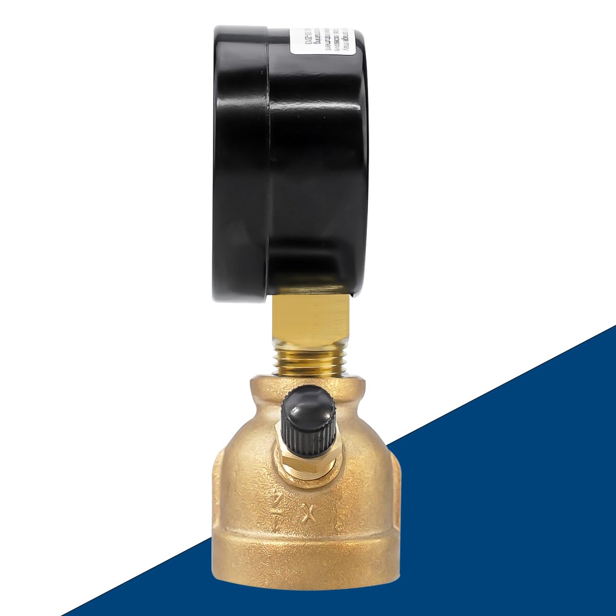 SENCTRL 0-30 Psi Gas Pressure Test Gauge, 2" Dial Size, 3/4" FNPT Connection, Brass Valve, Forged Brass Bell Shape Body Assembly