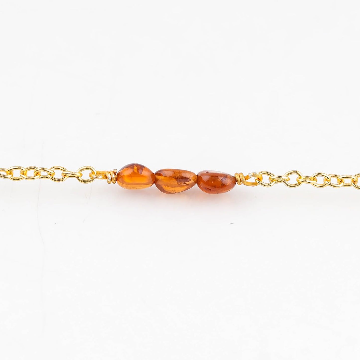 CRYSTALINES Natural Spessartite Garnet Gemstone Nuggets Beads, Handmade Station Dangle Star Charms Anklet, 14K Gold Plated, Adjustable Fashion Boho Jewelry for Women, Healing Crystals, Christmas Gift