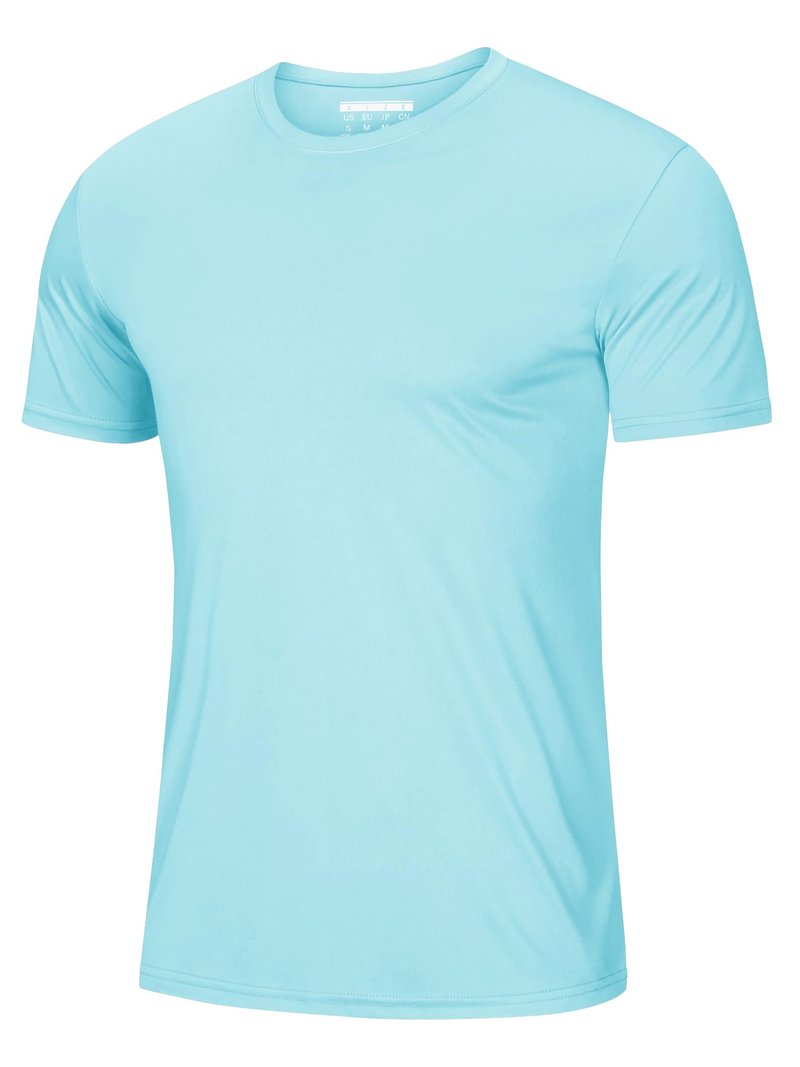 Workout Shirts for Men Running Shirt Short Sleeve T-Shirt Dry Fit Moisture Wicking Summer Shirts Lake Blue