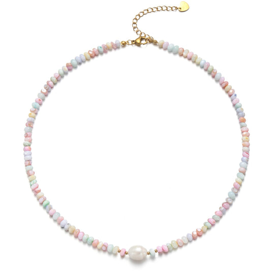 ERNAULO Beaded Necklaces for Women Seashell Beach Necklace with Freshwater Pearl 14K Gold Plated Boho Summer Handmade Jewelry CK-Seashell-mixcolor