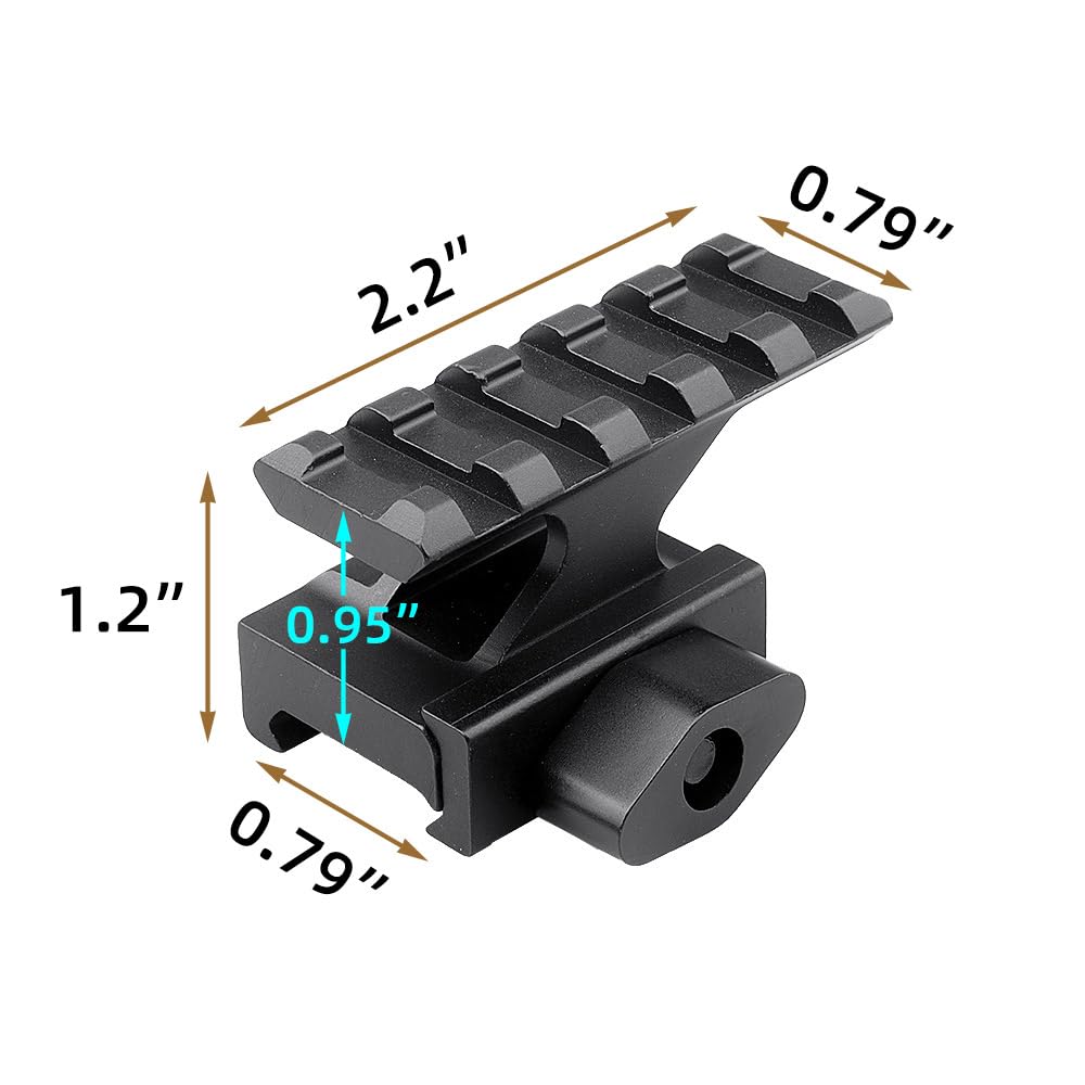 Miaozhun 5 Slots Picatinny Riser Mount, Lightweight Picatinny Rail Riser for Red dot, Flashlight, Laser Sight (1 Pack)