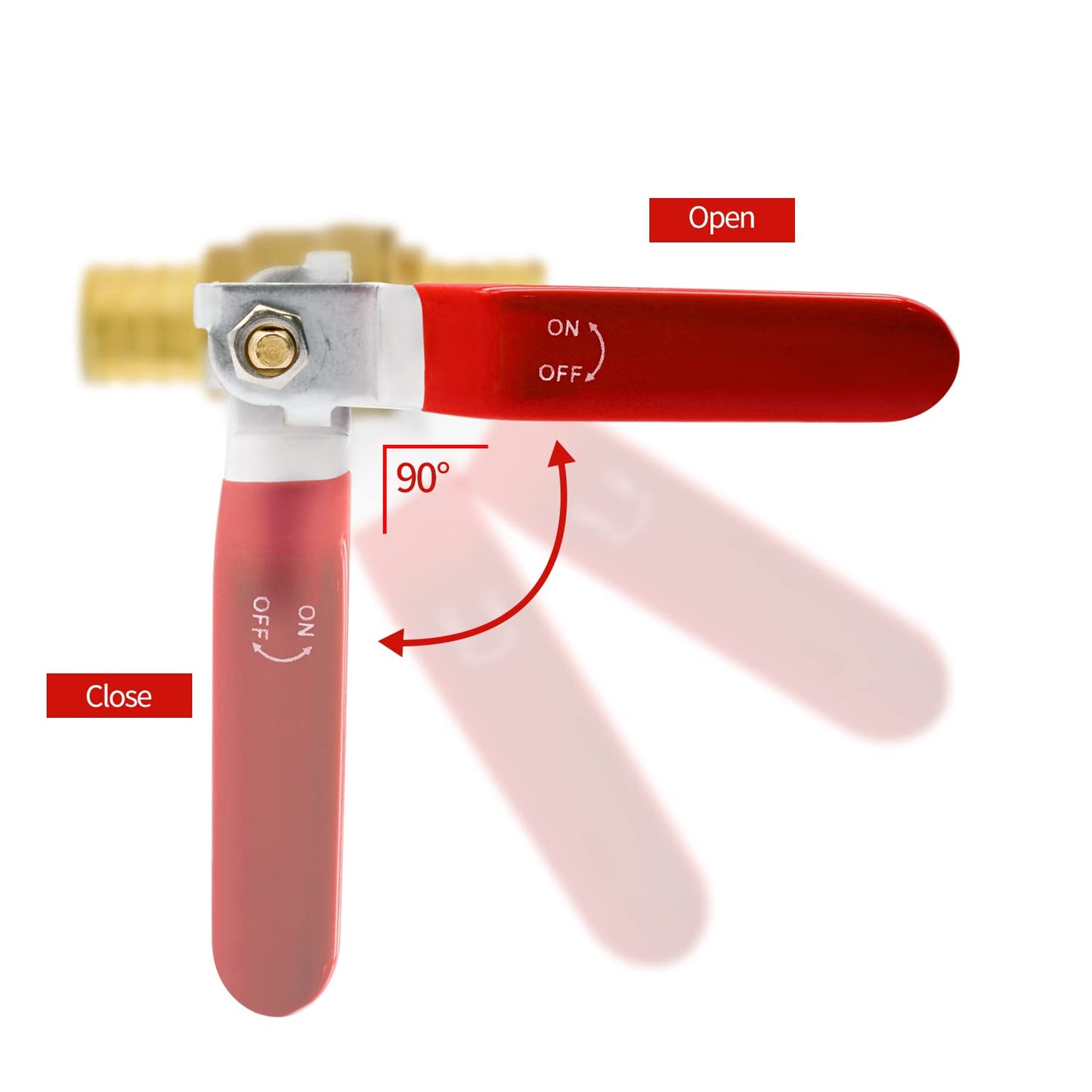 4pcs PEX Ball Valves, 3/4" PEX Brass Full Port Shut Off Ball Valve, Full Port Shut-off Ball Valve, Quarter Turn HOT (RED) COLD (BLUE) of Water Stop Shut off