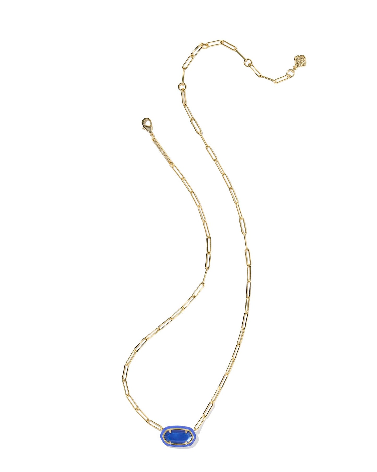 Kendra Scott Elisa Enamel Frame Paperclip Necklace, 14K Gold-Plated Brass, Fashion Jewelry for Women, Cobalt Illusion