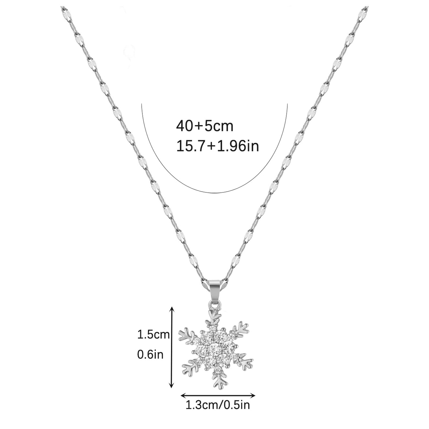 KONPJE Sunflower Fidget Necklace for Women Gold Moon Necklace Rotating Heart Necklaces Spinning Crystal Flower Anxiety Necklaces Crescent Moons Jewelry Accessories (SilverSnowflake)