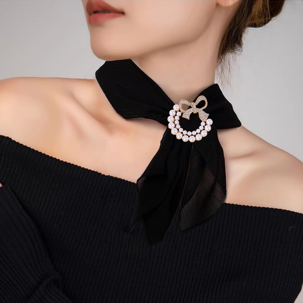JKQBUX Chic Pearl Crystal Brooch Pins for Women Girls Fashion Shawl Pin Corsage Brooch Party Ceremony Accessories Dance Banquet Pins