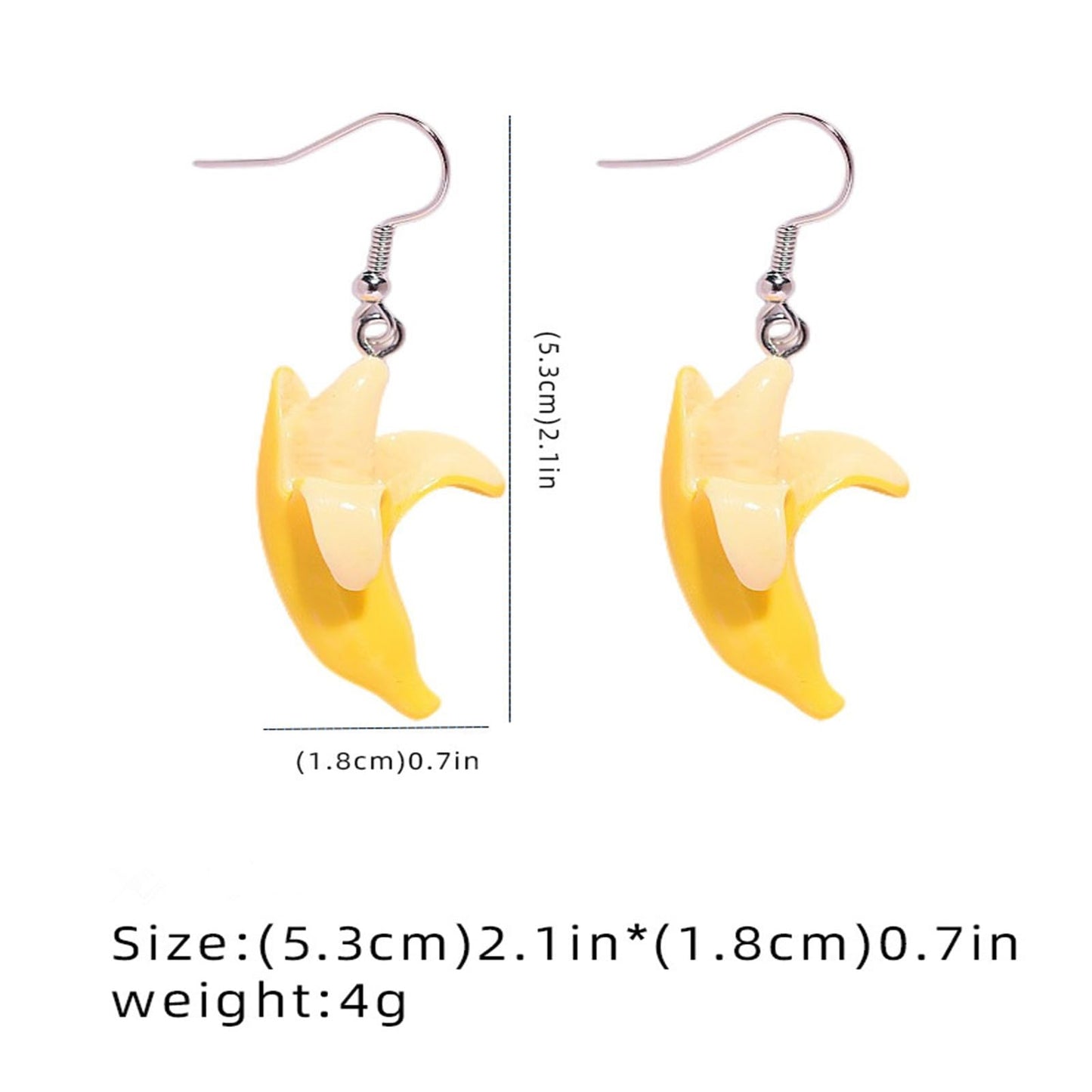 Yellow Banana Resin Dangle Drop Earrings for Women Funny Creative 3D Lifelike Imitation Summer Tropical Sweet Peeled Fruit Banana Food Lightweight Earrings for Beach Holiday Jewelry Gifts (Yellow)