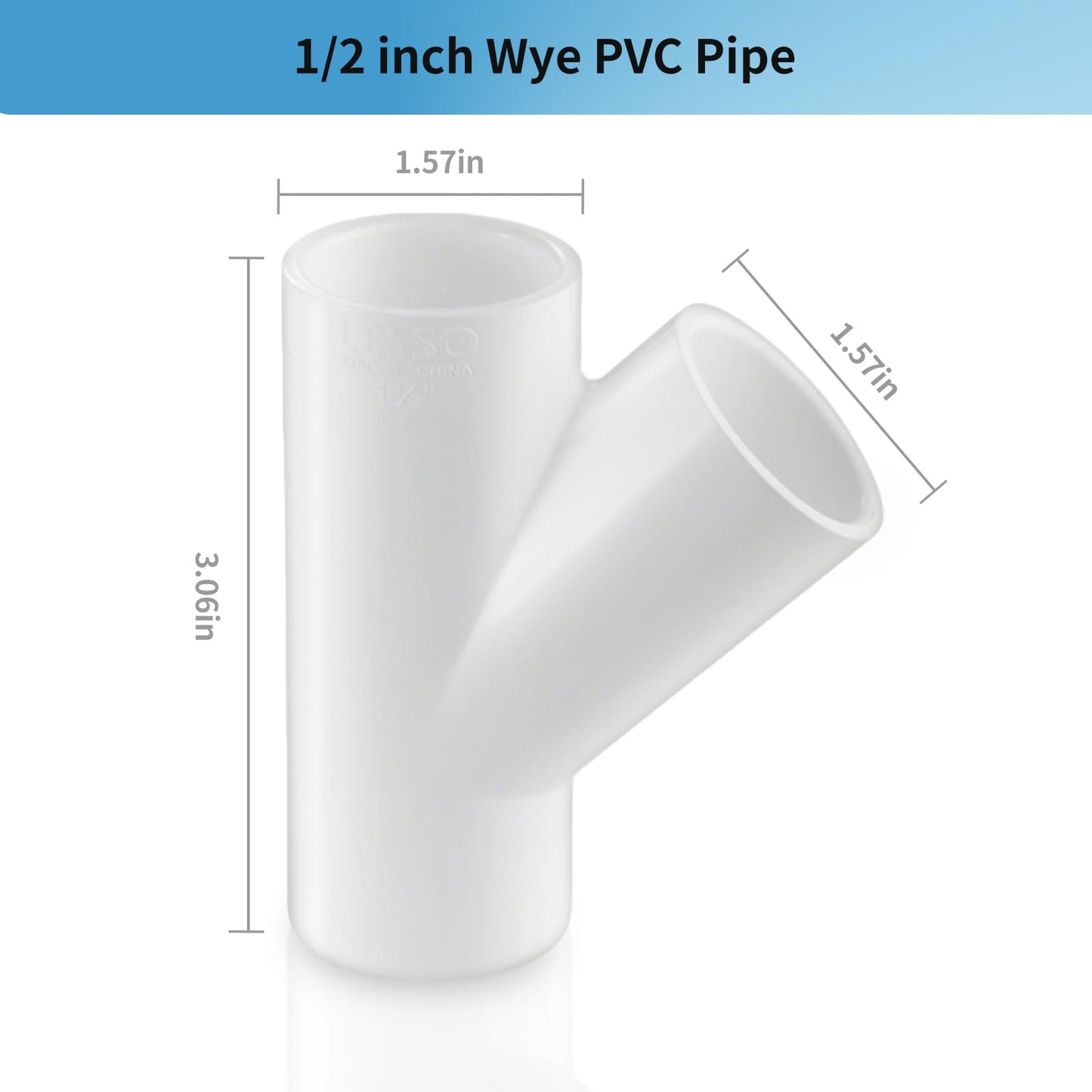 LESSO 8 Pack PVC Pipe Fittings, 1/2 inch PVC Wye Y Fittings for DIY Building Furniture Greenhouse Shed Pipe Fittings Tent Connection, SCH40 White