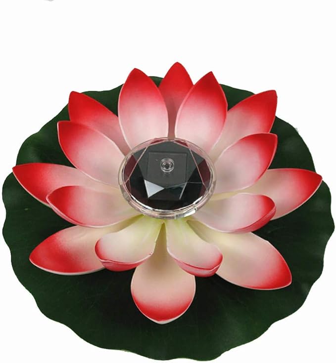 Juesi Floating Pool Lights, Solar Power Floating Lotus Flower LED Accent Light, Color Changing Water Resistant Outdoor Floating Pond Night Light Auto On/Off for Garden Pool Party Ideal Gift (Red)