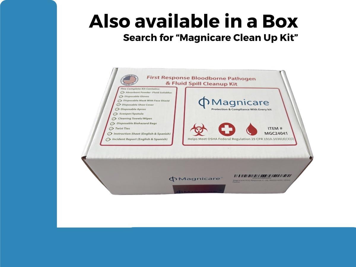 Bloodborne Pathogen & Vomit Cleanup Kit - Be OSHA Compliant| Comprehensive First Response Spill Kit for Bodily Fluids | Bodily Fluid Clean Up Bag| Ideal for Schools, Restaurants & Retirement Homes