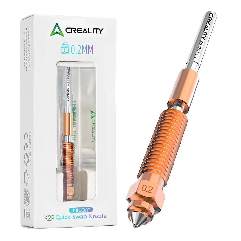 Creality K2 Plus/ K2 Nozzle 0.2mm, Original Unicorn Quick Swap Nozzle with Titanium Alloy Heat Break Copper Alloy Hardened Steel, High Flow High Speed Print for Creality K2 Series/Hi Combo