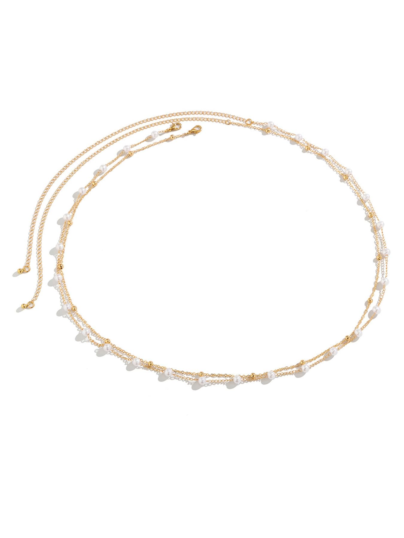 Longita 2pcs Pearl Belly Chain Gold Waist Chain for Women Waist Jewelry for Women Gold Belly Chains Beads Summer Stomach Jewelry Simple Sexy Body Chains Non Tarnish Waterproof Plus Size