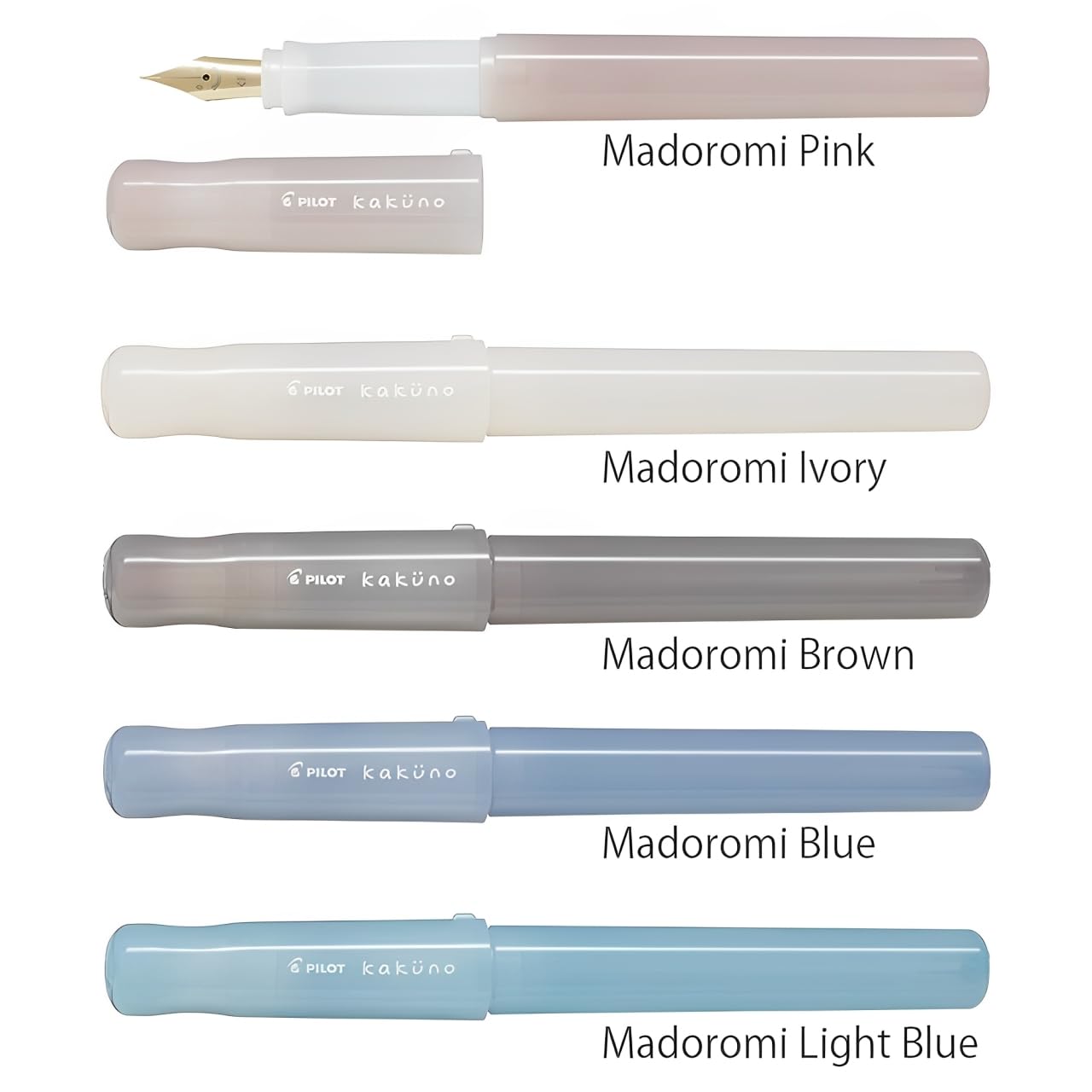 Pilot Kakuno Fountain Pen Madoromi Color Series, Gold (Smiley Face) Medium Nib, Perfect for Beginners and Creative Expression, Ivory, PFKA-1MDIM
