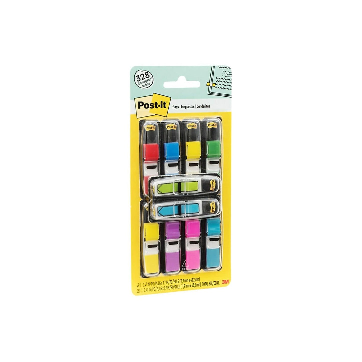 Post-it Flags Value Pack, 35/Dispenser, 8 Dispensers/Pack, .47 in Wide, Assorted Colors, Includes 48 Free Arrow Flags (683-VAD1)