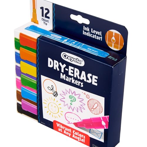 Crayola Take Note Dry Erase Markers for School (12ct) Essential Easter Basket Stuffers, Chisel Tip Whiteboard Markers, Spring Craft Supplies for Teachers, Low Odor