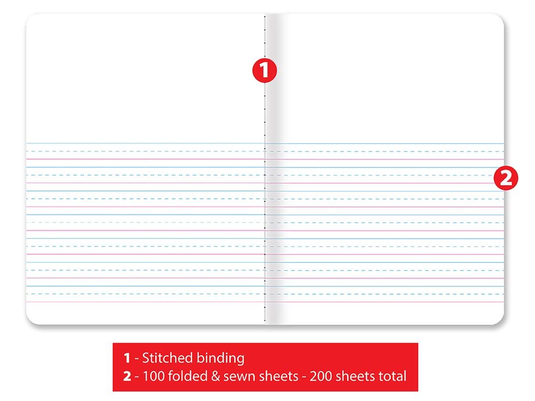 Better Office Products Primary Journal, Hardcover, Primary Composition Book Notebook - Grades K-2, 100 Sheet, One Subject, primary composition notebook with picture space