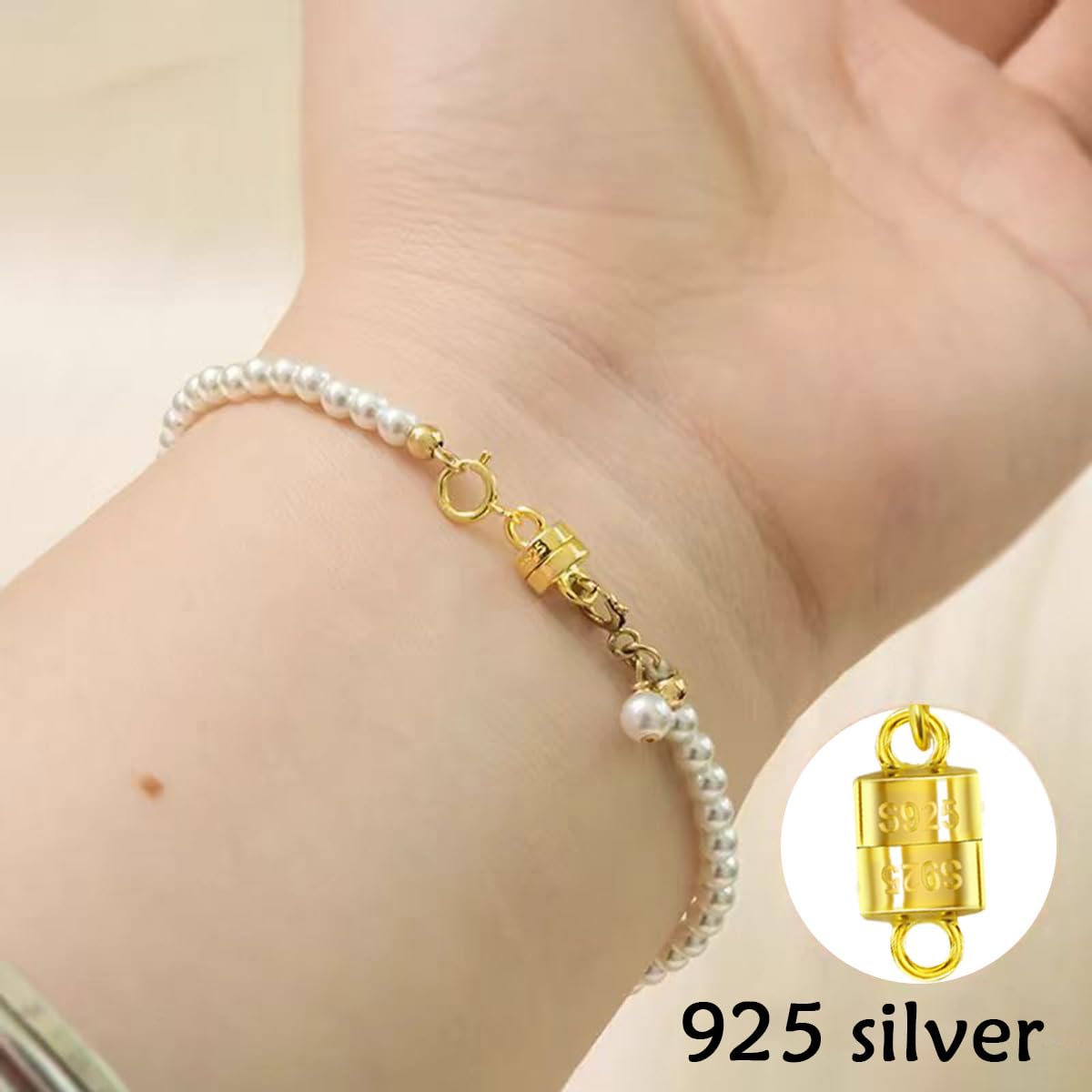 Oilzorr 925 Silver Magnetic Necklace Clasps, Magnetic Necklace Clasps and Closures for Bracelet Necklace Extender (10pcs | 5gold & 5silver)