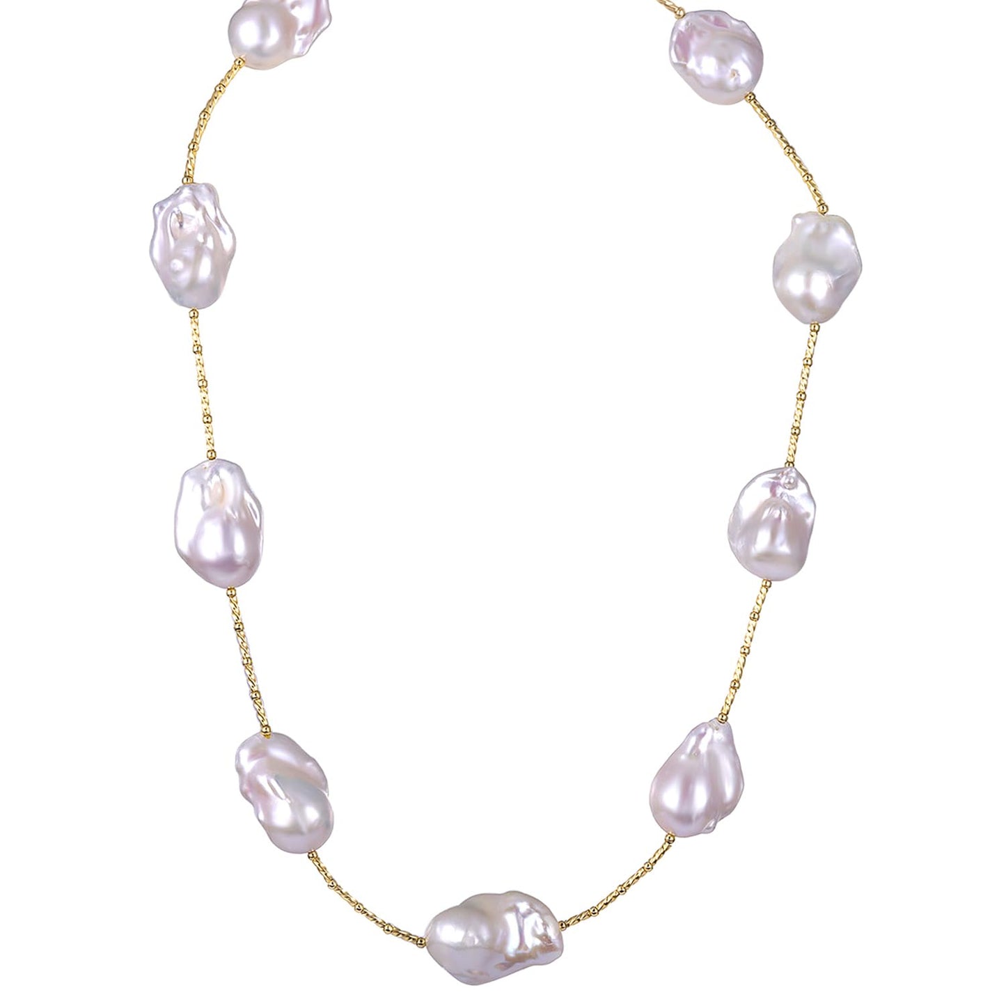 Freshwater Pearl Necklaces for Women; Baroque Pearl Necklace; Long Pearls Necklace for Women; Pearl and Gold Necklace; Real Pearls Station Necklace